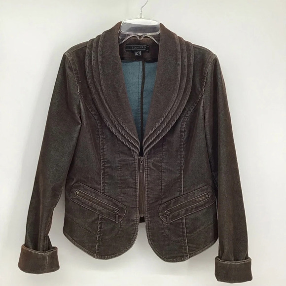 Sao Paulo Women’s Corduroy Zip Moto Style Jacket Blazer Brown/Teal Size 6 - Picture 1 of 6